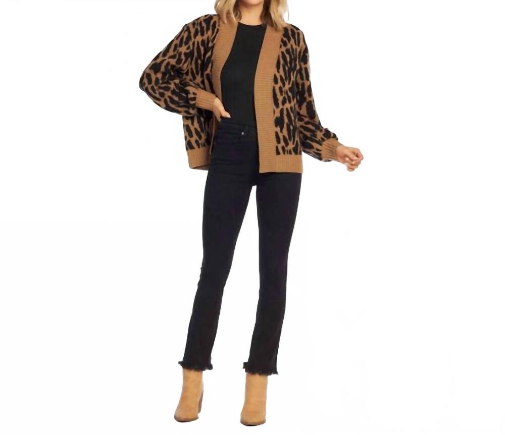 NEW MUDPIE sinclair balloon sleeves cardigan in leopard